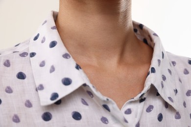 Photo of Closeup view of woman on light background