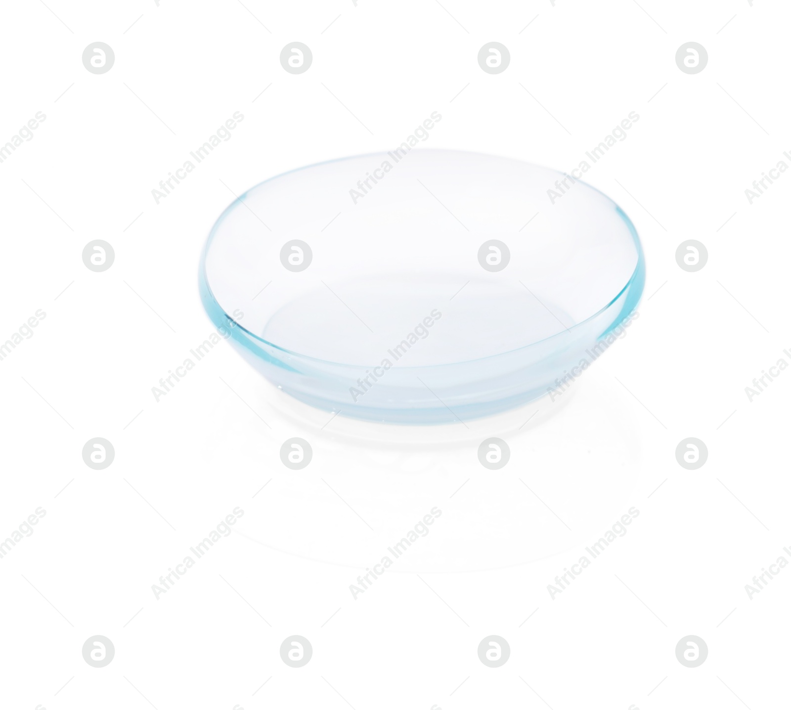 One transparent contact lens isolated on white Photo of One transparent contact lens isolated on white