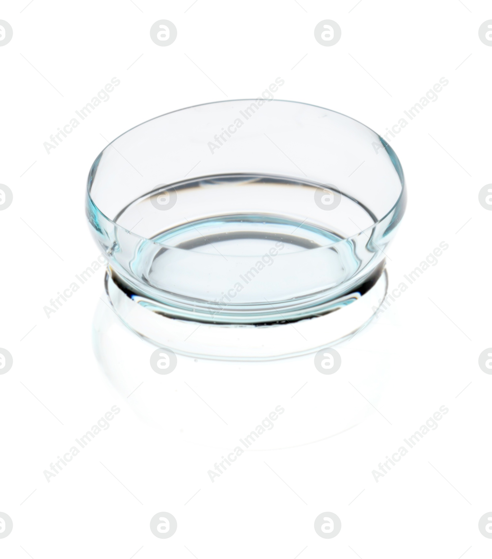 One transparent contact lens isolated on white Photo of One transparent contact lens isolated on white