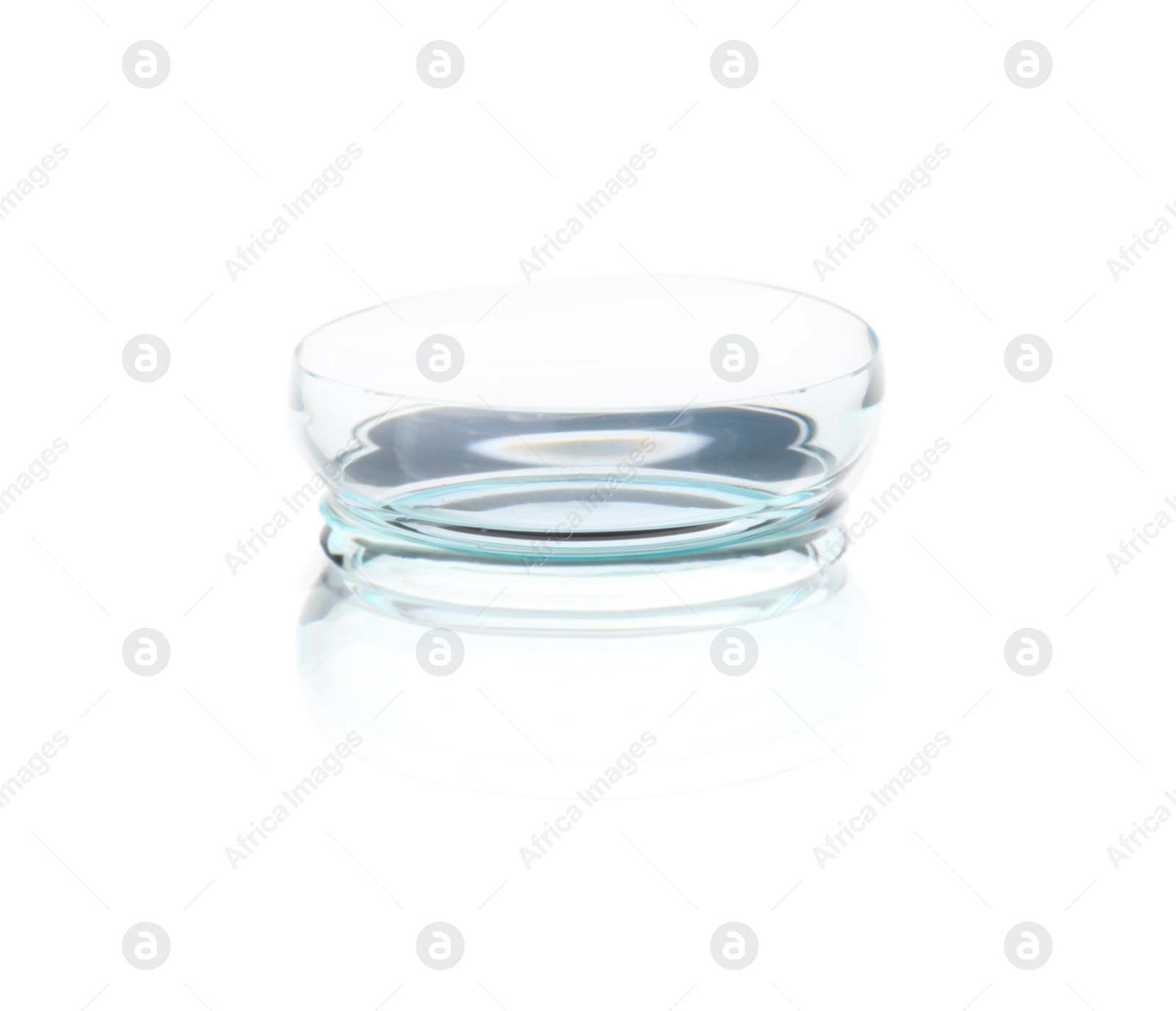 One transparent contact lens isolated on white Photo of One transparent contact lens isolated on white