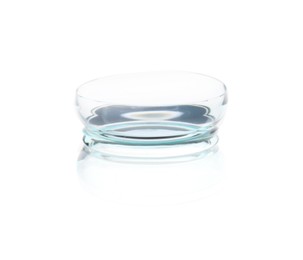 Photo of One transparent contact lens isolated on white