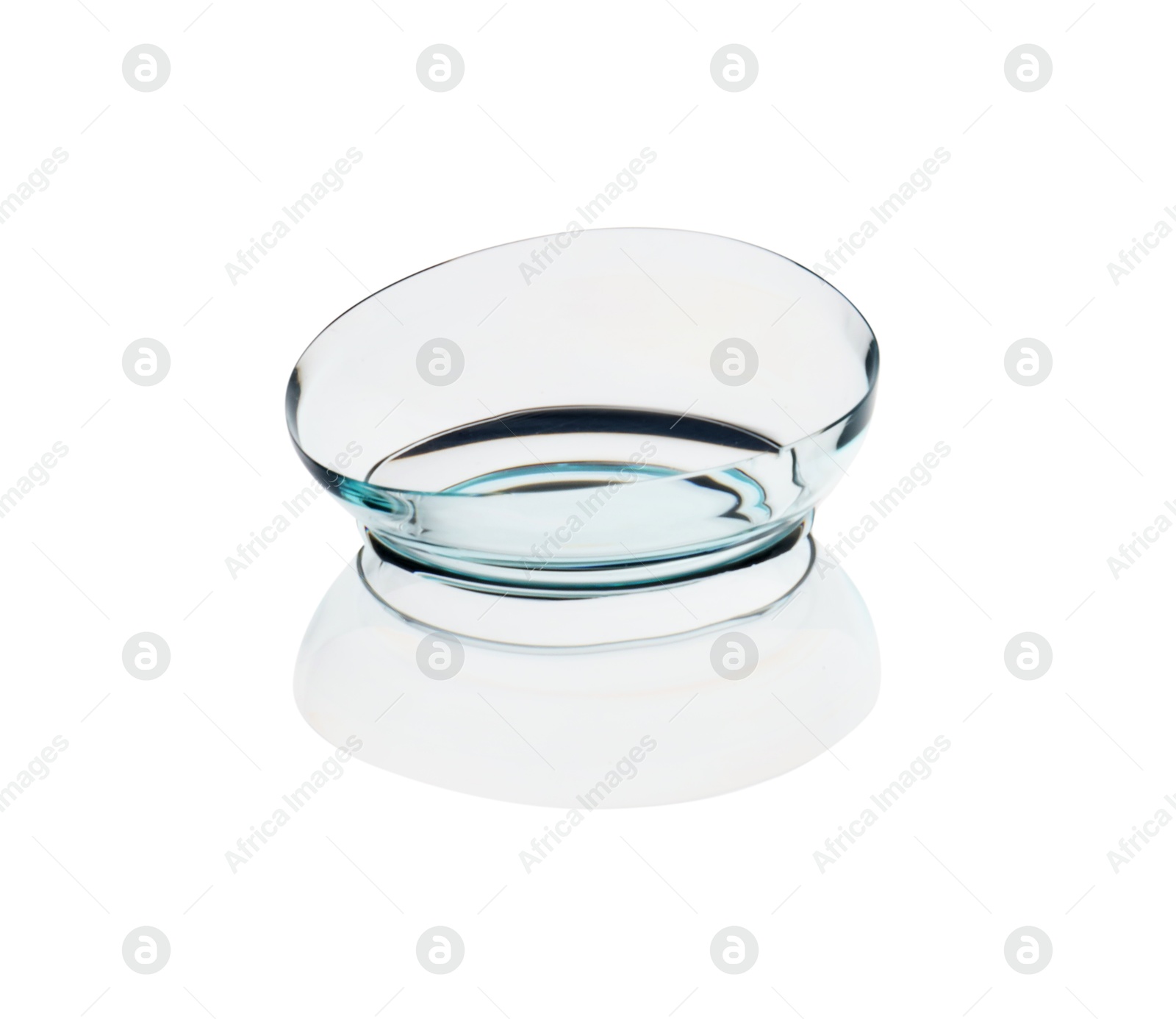 One transparent contact lens isolated on white Photo of One transparent contact lens isolated on white