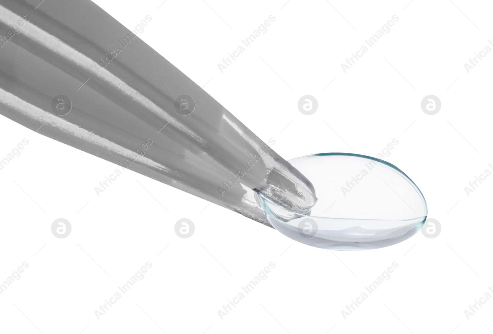 Tweezers with contact lens isolated on white Photo of Tweezers with contact lens isolated on white