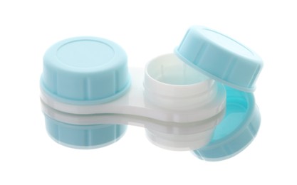 Photo of Case with contact lenses isolated on white