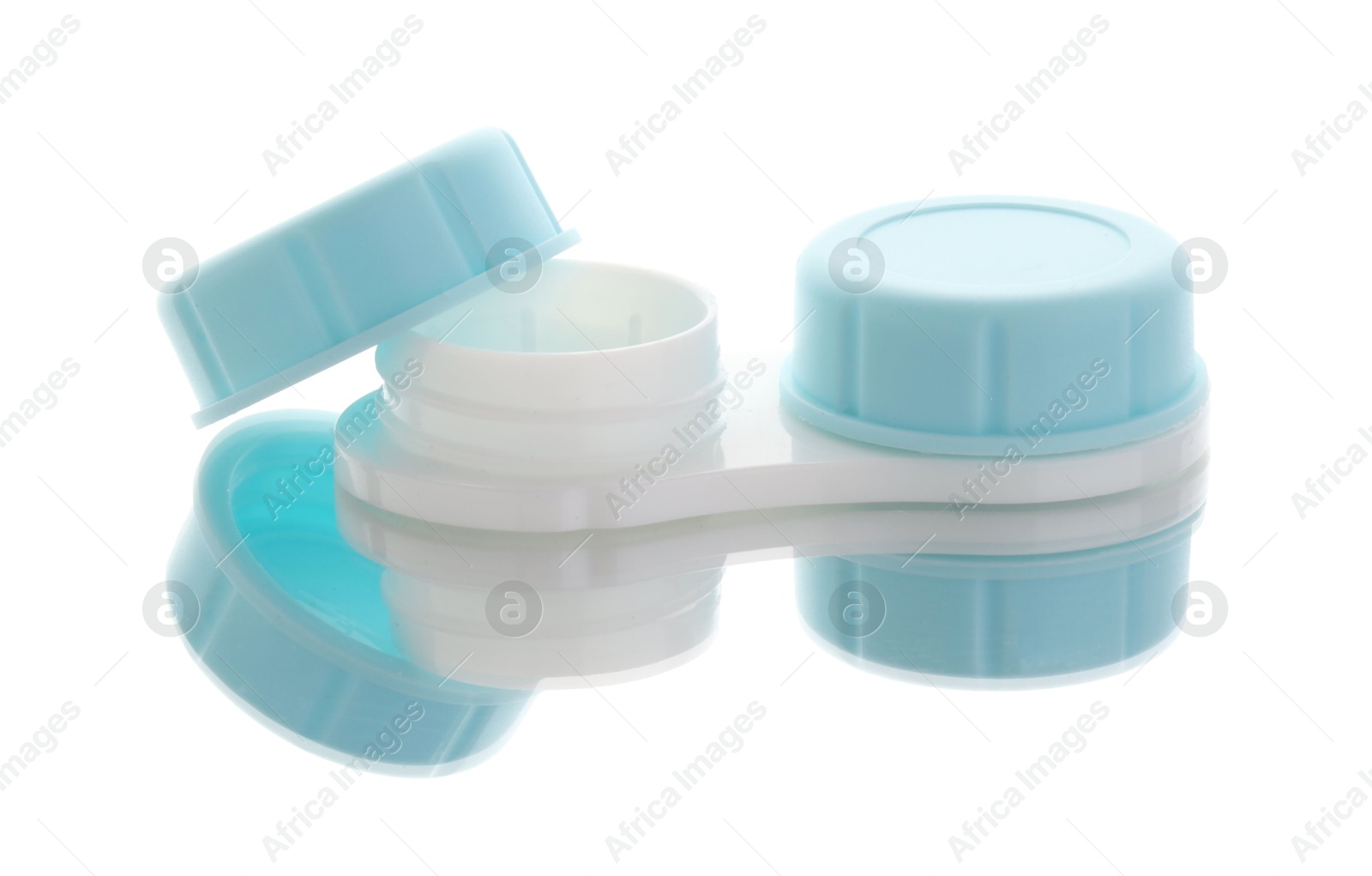 Case with contact lenses isolated on white Photo of Case with contact lenses isolated on white