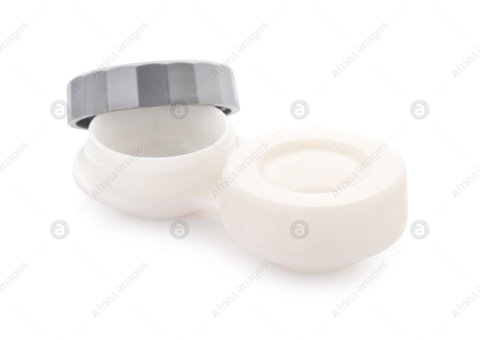 Case with contact lenses isolated on white Photo of Case with contact lenses isolated on white