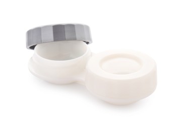 Photo of Case with contact lenses isolated on white