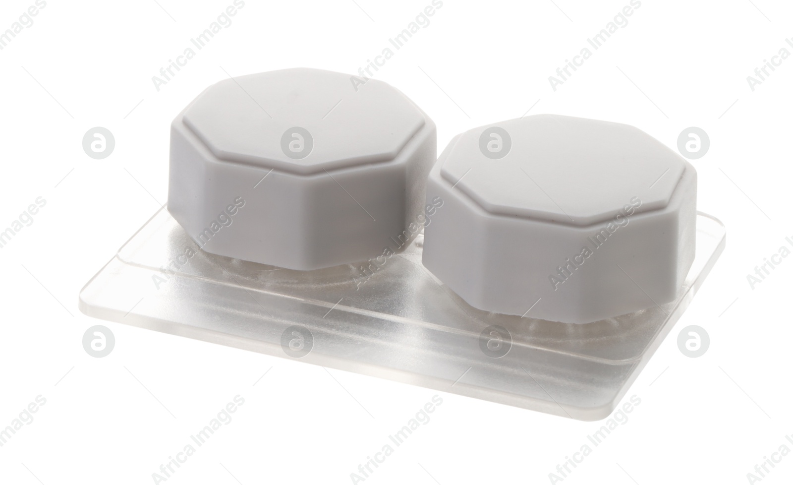 Case with contact lenses isolated on white Photo of Case with contact lenses isolated on white