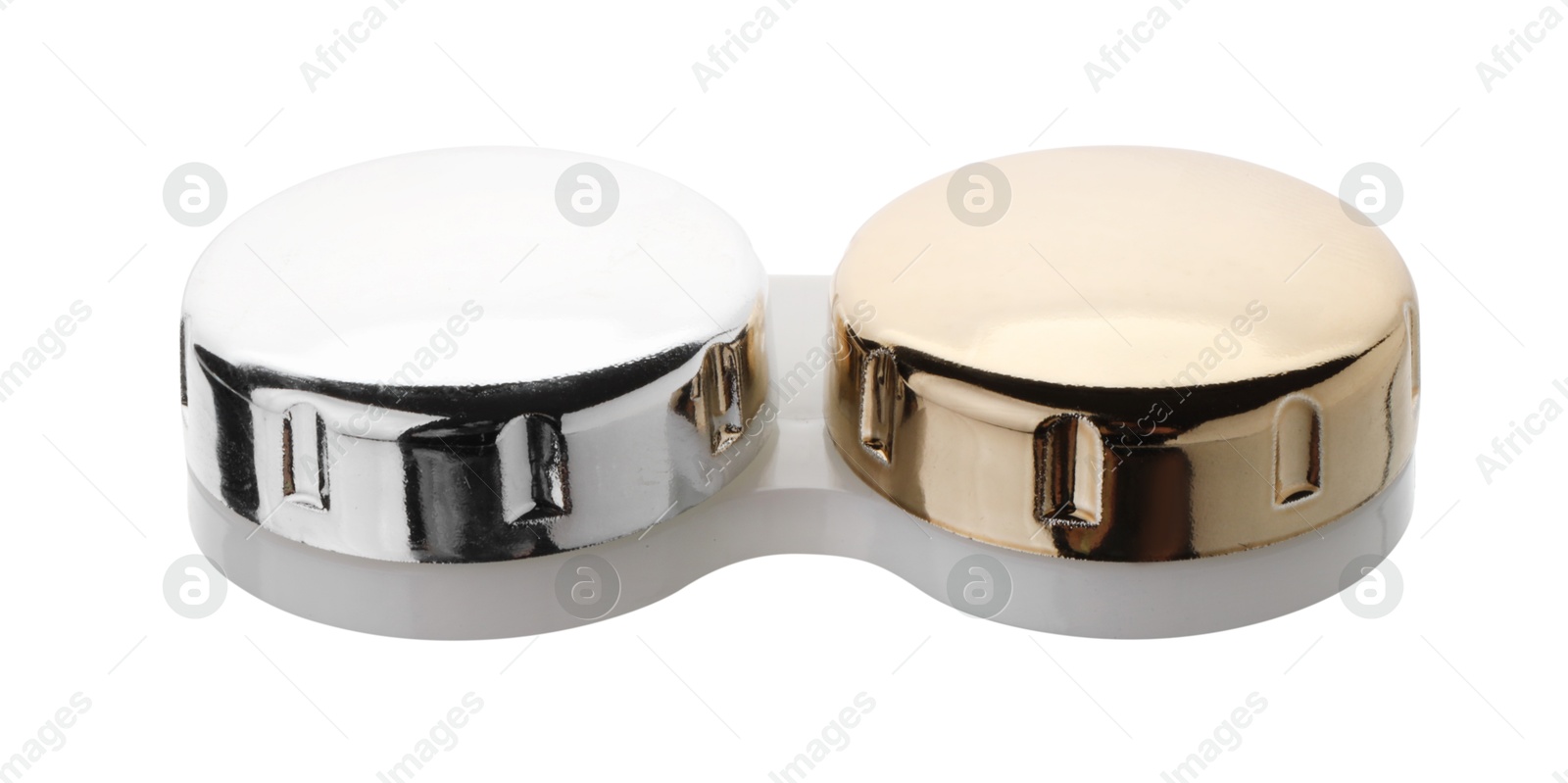 Case with contact lenses isolated on white Photo of Case with contact lenses isolated on white