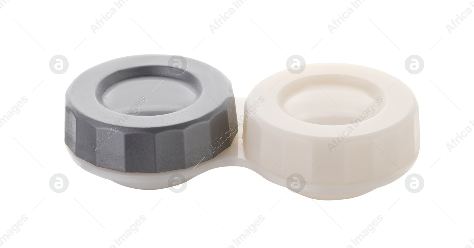 Case with contact lenses isolated on white Photo of Case with contact lenses isolated on white