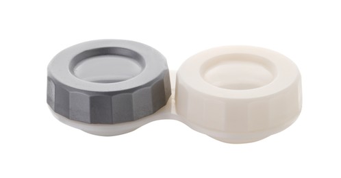 Photo of Case with contact lenses isolated on white