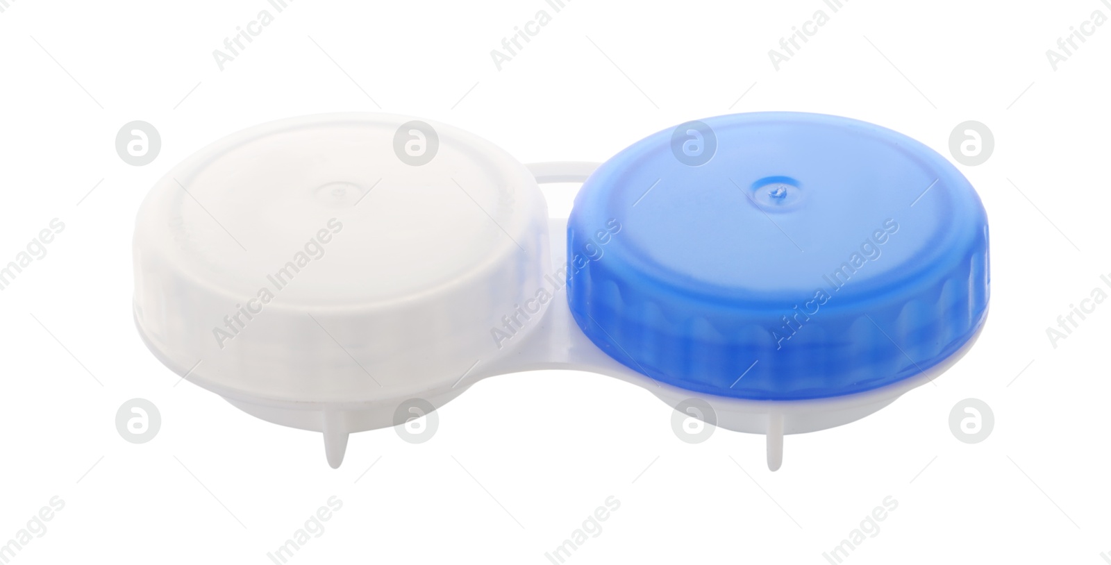 Case with contact lenses isolated on white Photo of Case with contact lenses isolated on white