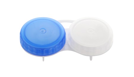 Photo of Case with contact lenses isolated on white