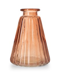 Photo of One beautiful glass vase isolated on white