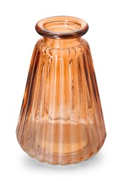 Photo of One beautiful glass vase isolated on white