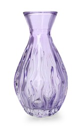 Photo of One beautiful glass vase isolated on white