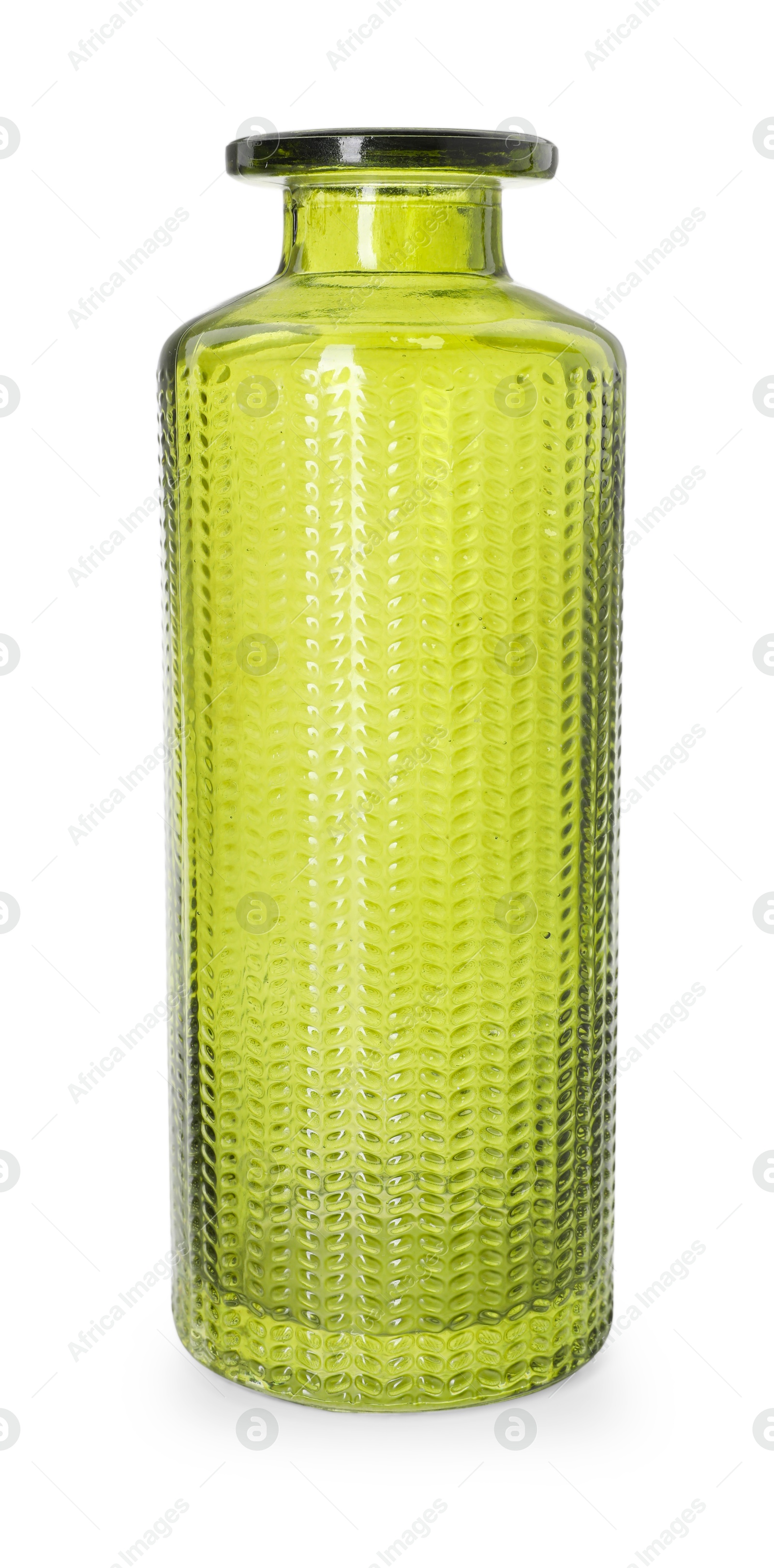 One beautiful glass vase isolated on white Photo of One beautiful glass vase isolated on white