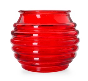 Photo of One beautiful glass vase isolated on white
