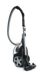 Photo of One vacuum cleaner on white background. Household appliance
