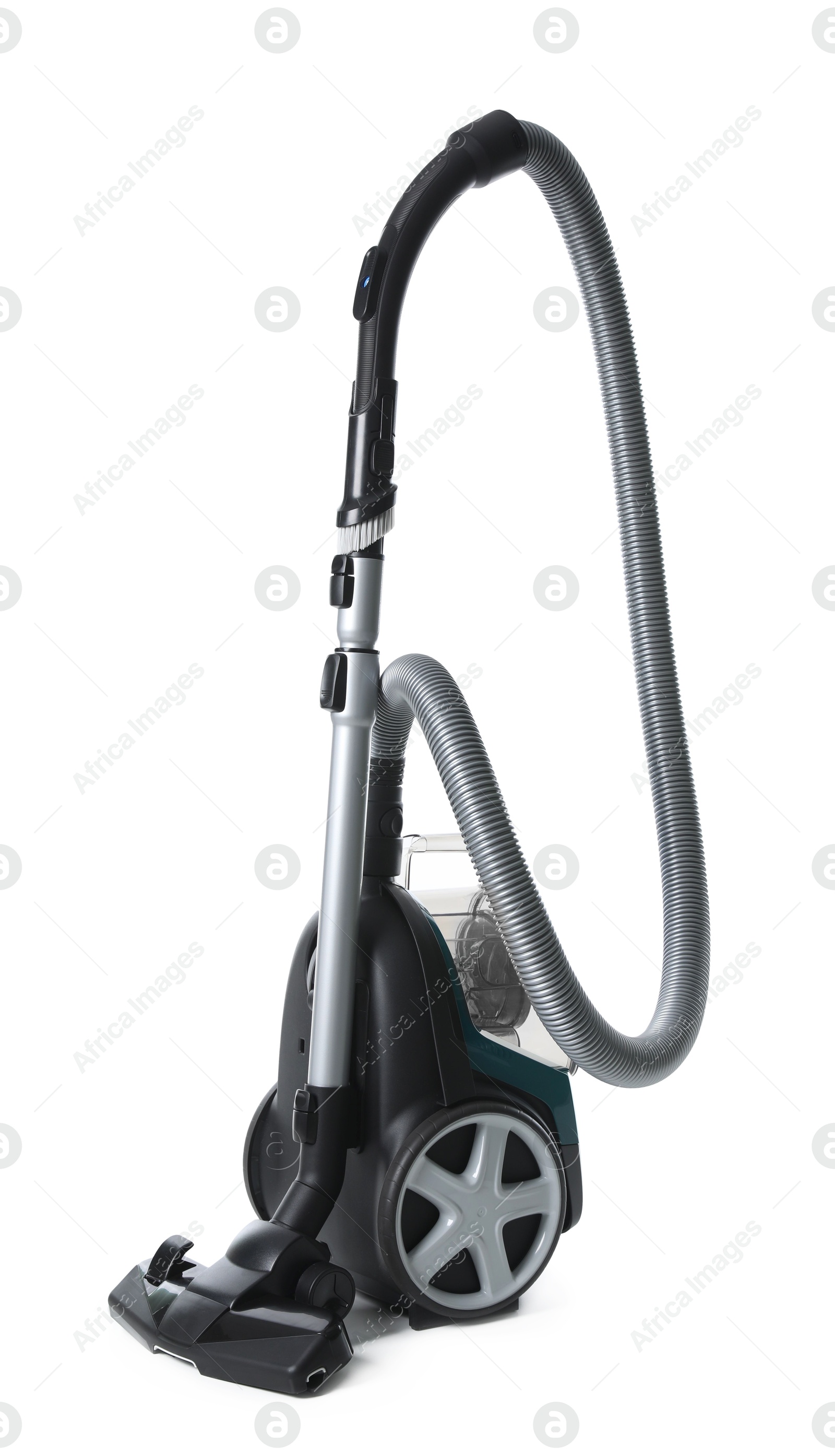 One vacuum cleaner on white background. Household appliance Photo of One vacuum cleaner on white background. Household appliance