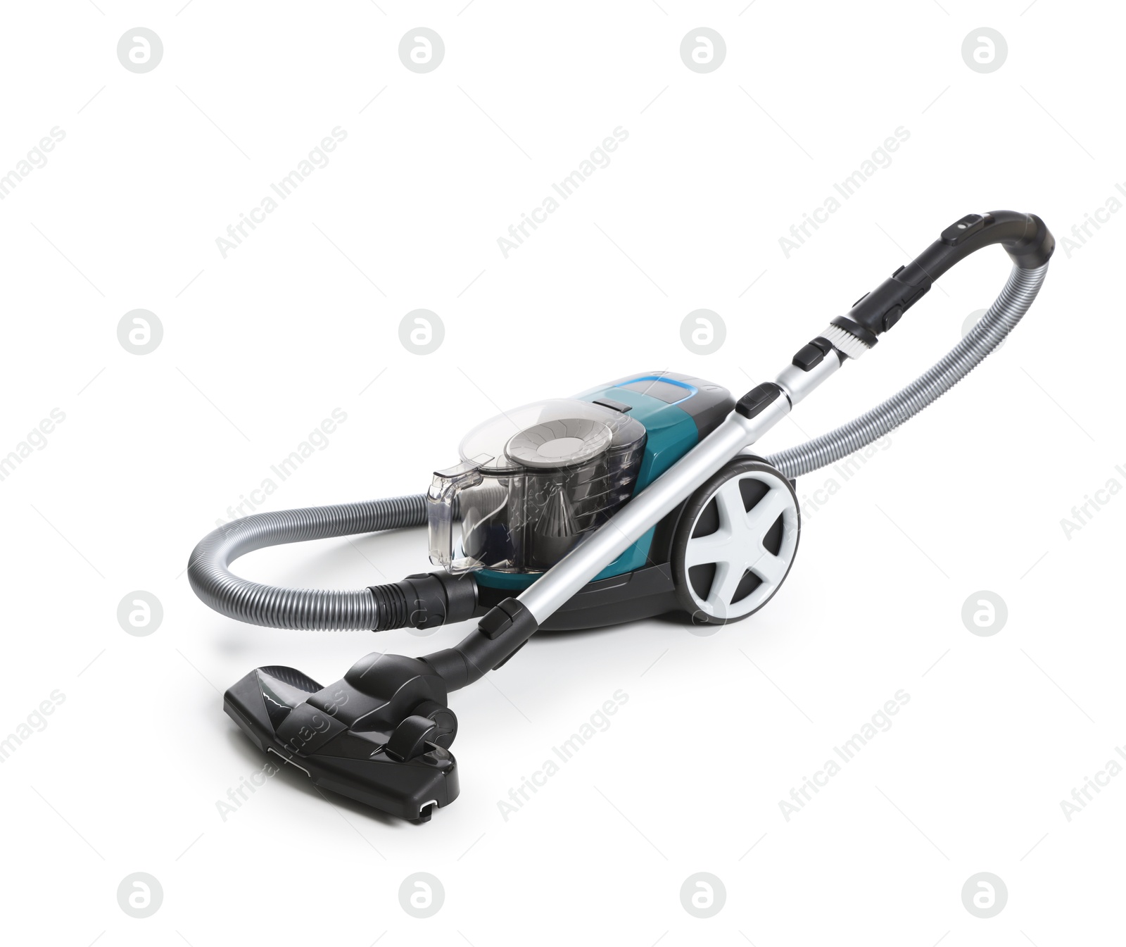 One vacuum cleaner on white background. Household appliance Photo of One vacuum cleaner on white background. Household appliance