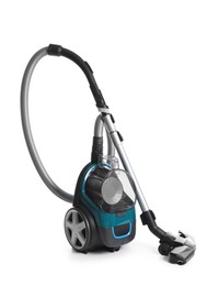 Photo of One vacuum cleaner on white background. Household appliance