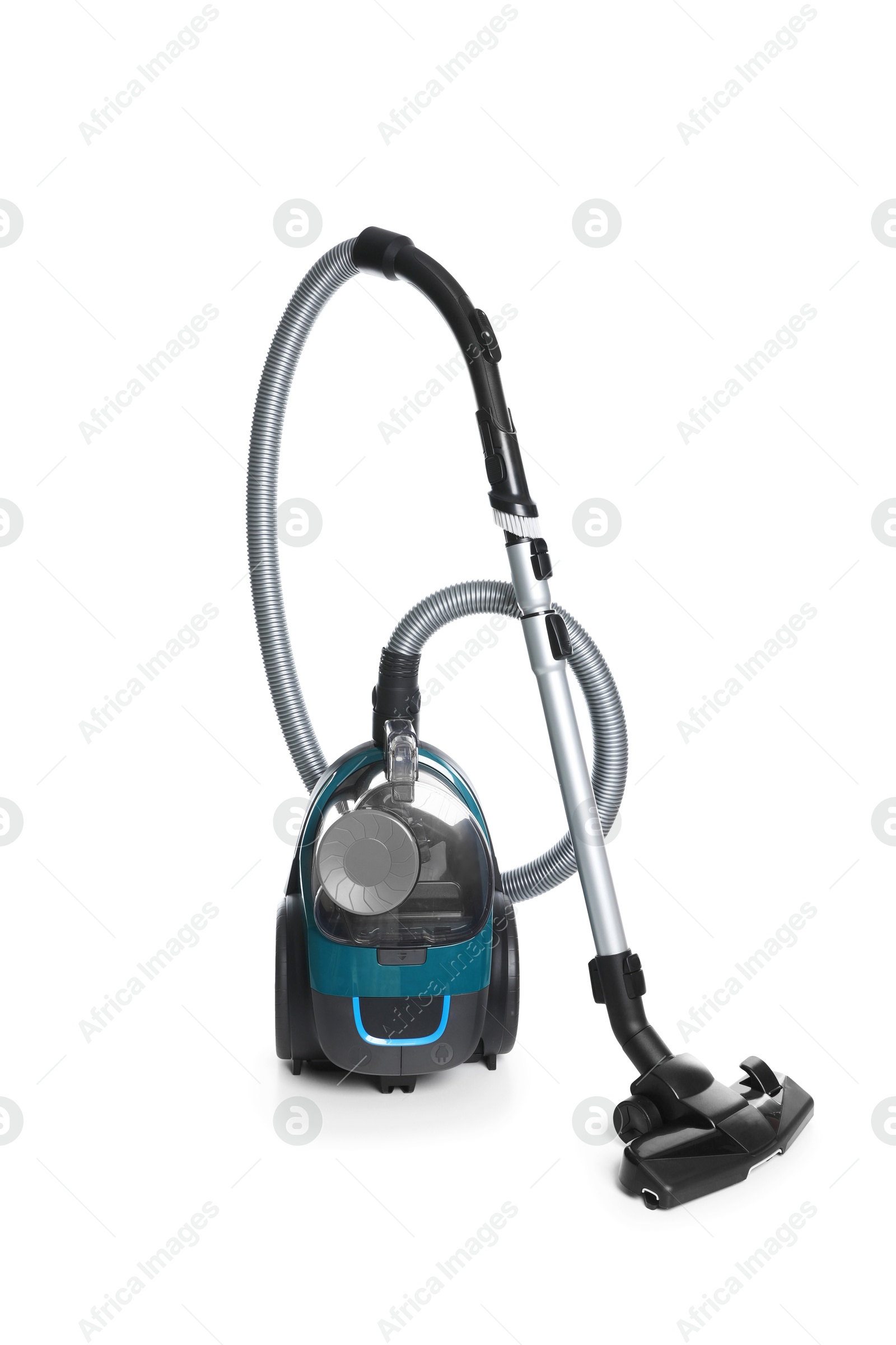 One vacuum cleaner on white background. Household appliance Photo of One vacuum cleaner on white background. Household appliance