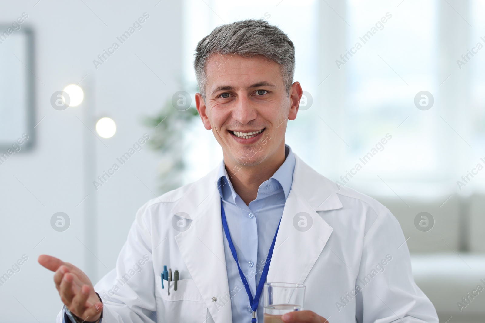 Telemedicine. Doctor having video call with patient, view from camera Photo of Telemedicine. Doctor having video call with patient, view from camera