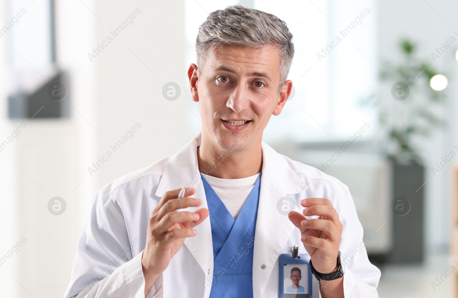 Telemedicine. Doctor having video call with patient, view from camera Photo of Telemedicine. Doctor having video call with patient, view from camera