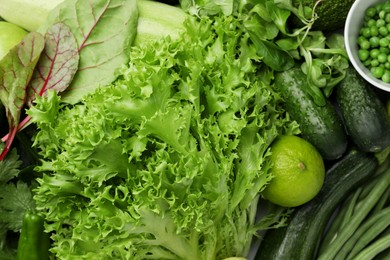 Photo of Superfood. Healthy food products as background, top view