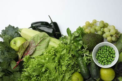 Photo of Superfood. Healthy food products on white background, top view