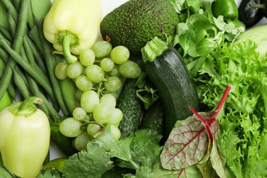Photo of Superfood. Healthy food products as background, top view