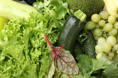 Photo of Superfood. Healthy food products as background, top view
