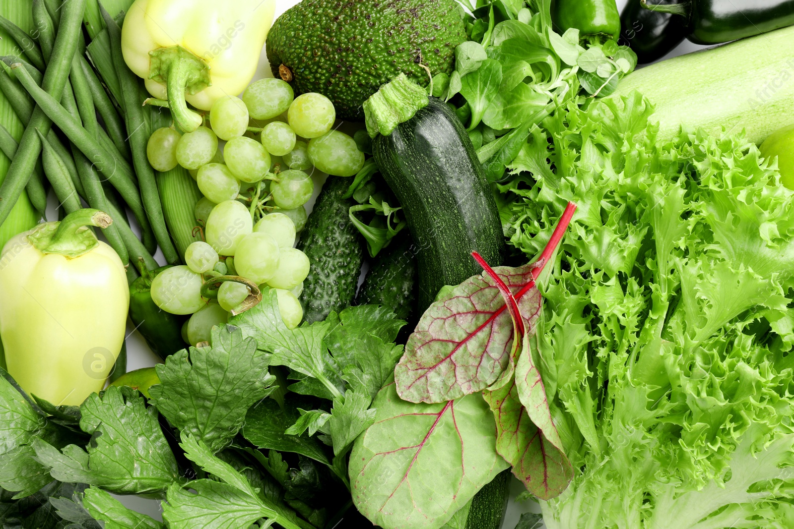 Superfood. Healthy food products as background, top view Photo of Superfood. Healthy food products as background, top view