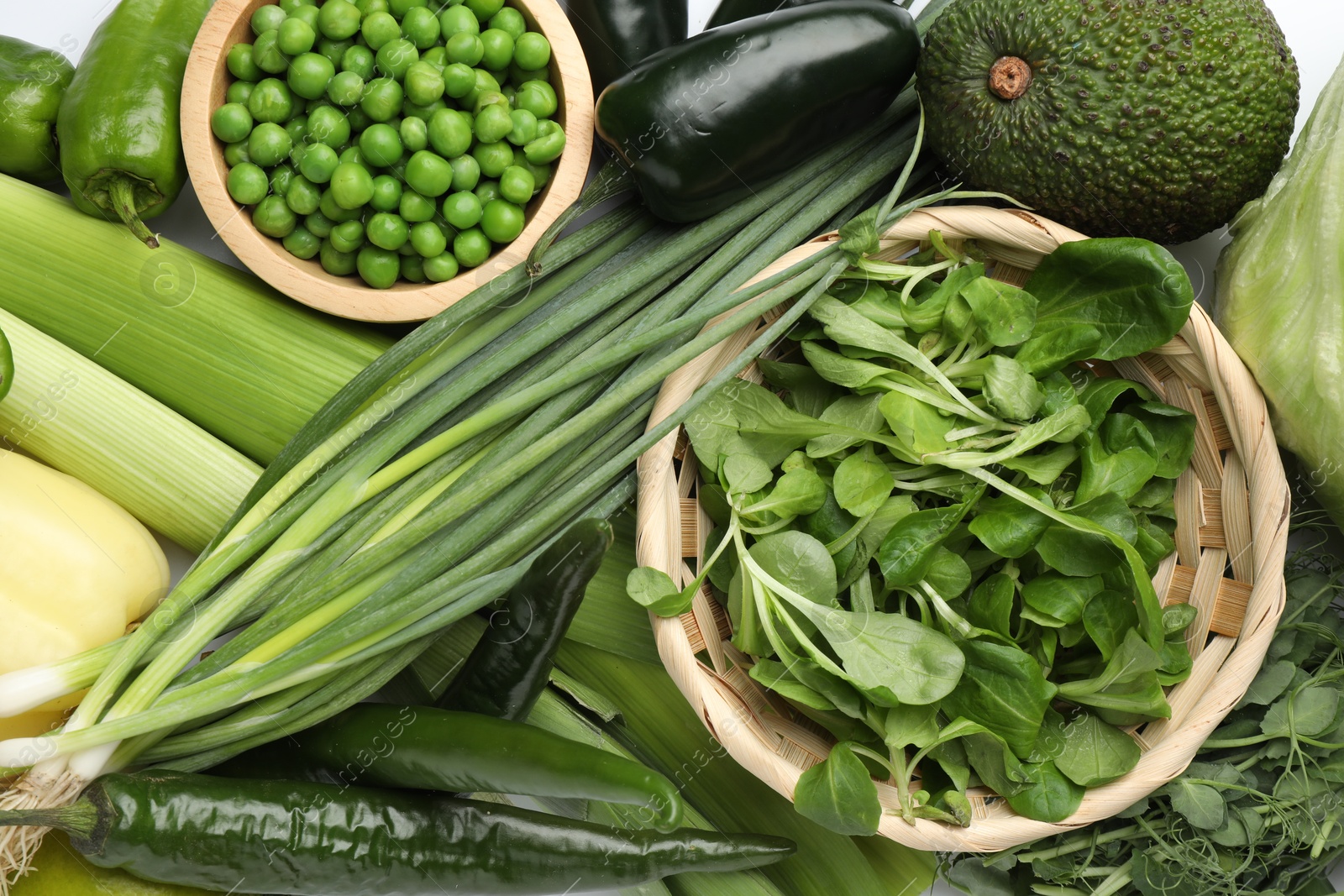 Superfood. Healthy food products as background, top view Photo of Superfood. Healthy food products as background, top view