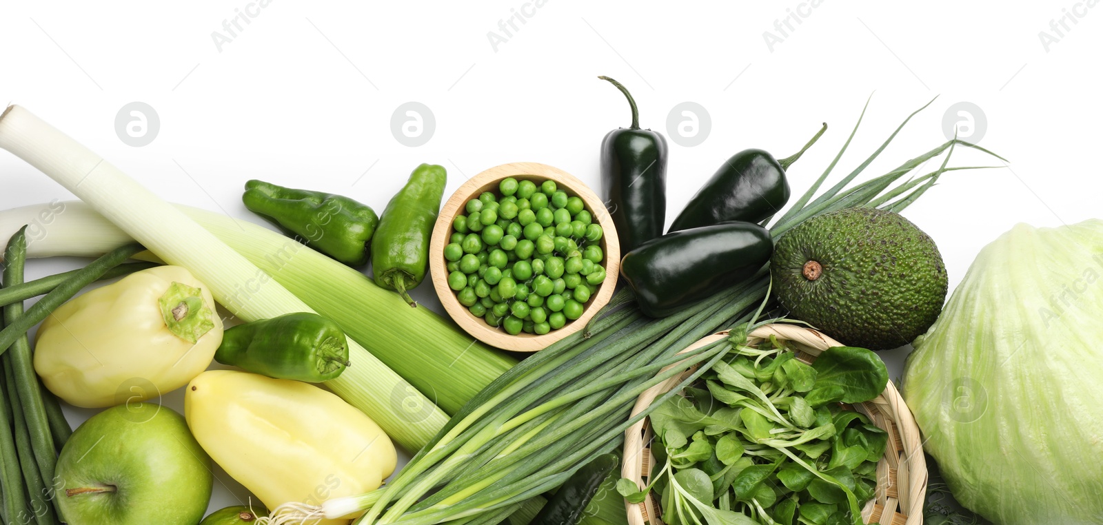 Superfood. Healthy food products isolated on white, top view Photo of Superfood. Healthy food products isolated on white, top view