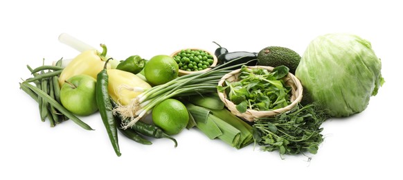 Photo of Superfood. Healthy food products isolated on white