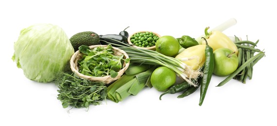 Photo of Superfood. Healthy food products isolated on white
