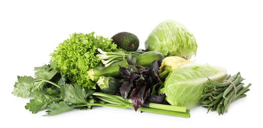 Photo of Superfood. Healthy food products isolated on white