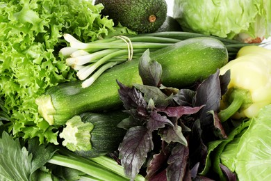 Photo of Superfood. Healthy food products as background, top view