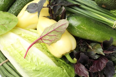 Photo of Superfood. Healthy food products as background, top view