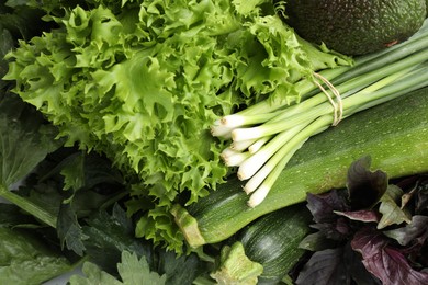Photo of Superfood. Healthy food products as background, top view