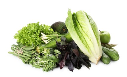 Photo of Superfood. Healthy food products isolated on white