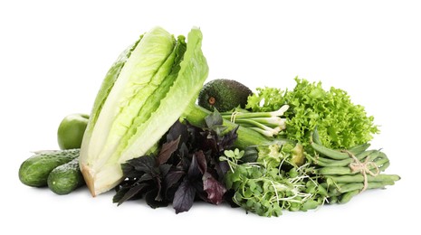 Photo of Superfood. Healthy food products isolated on white