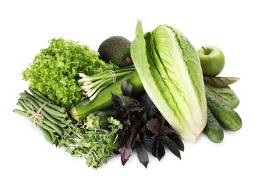 Photo of Superfood. Healthy food products isolated on white