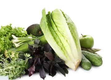 Photo of Superfood. Healthy food products isolated on white