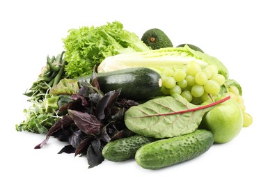 Photo of Superfood. Healthy food products isolated on white