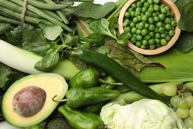 Photo of Superfood. Healthy food products as background, top view