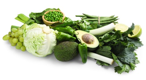 Photo of Superfood. Healthy food products isolated on white