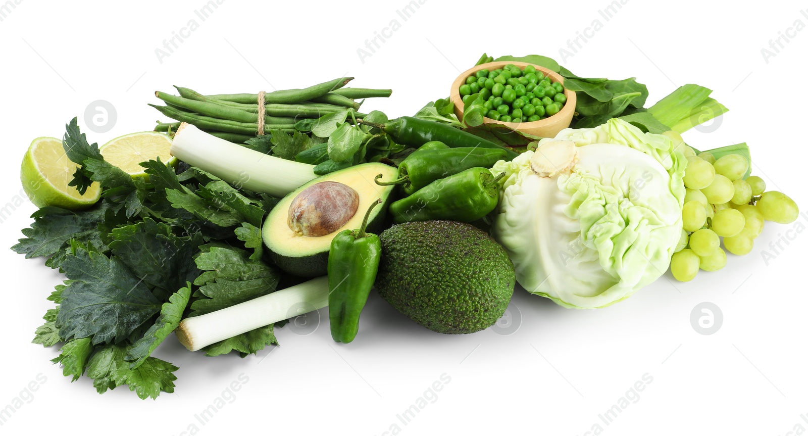 Superfood. Healthy food products isolated on white Photo of Superfood. Healthy food products isolated on white